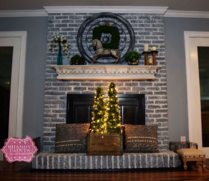 12 simple tricks to amp up the light for your dark fireplace, Paint outdated brick with a wash of grey