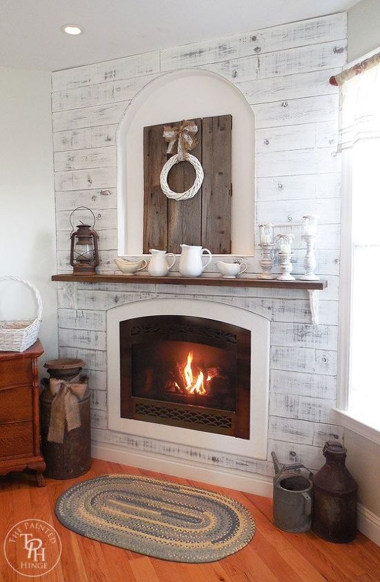 12 simple tricks to amp up the light for your dark fireplace, Whitewash a brick or wood surface