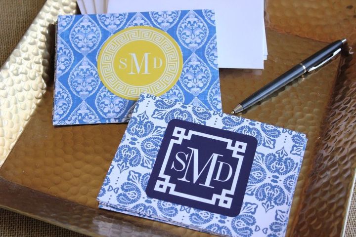 diy chinoiserie design monogram notecards, crafts