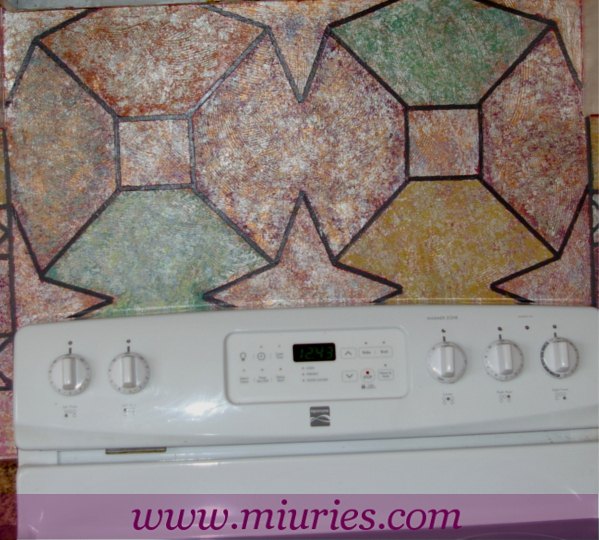 kitchen makeover with a colorful painted back splash, kitchen design
