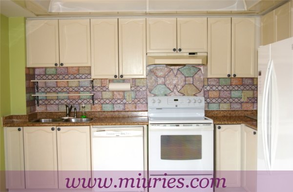 kitchen makeover with a colorful painted back splash, kitchen design, Finished makeover