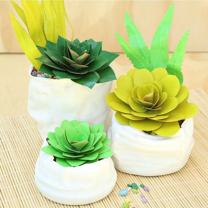 s 13 duct tape hacks every homeowner should know, crafts, furniture repair, repurposing upcycling, You can craft cute faux succulents