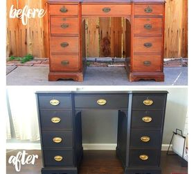 a vintage desk gets a vintage makeover, painted furniture, rustic furniture