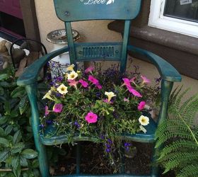 15 whimsical ways to use old furniture in your flower bed, Plant colorful buds in a bottomless chair