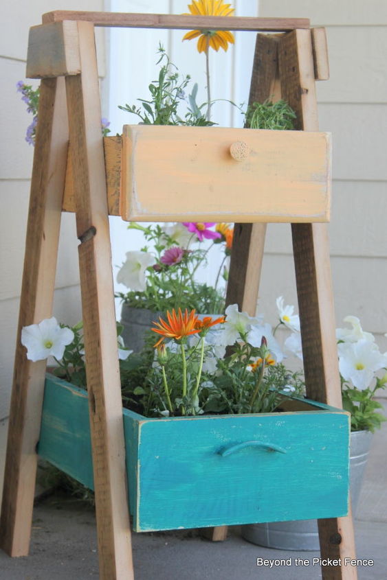 15 whimsical ways to use old furniture in your flower bed, Use just the drawers for your garden addition
