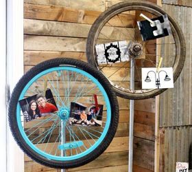 unique memo board made with bicycle tires , repurposing upcycling