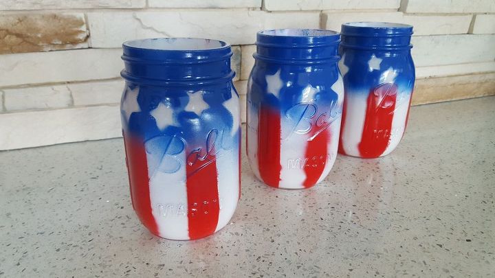 how to make american flag mason jars, crafts, how to, mason jars, patriotic decor ideas, seasonal holiday decor