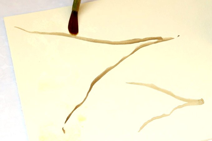 pinta un rbol de primavera en acuarela con papel desmenuzado