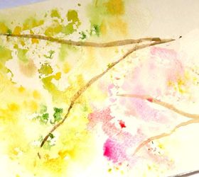 paint spring tree watercolor with crumbled paper, crafts, how to