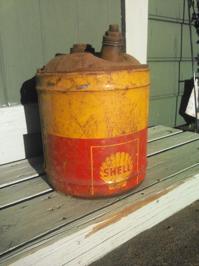 shell oil canister turned shell lamp, lighting, repurposing upcycling