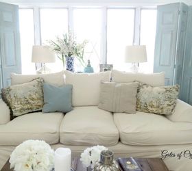 11 ways to make your beat up couch look brand new, Hide ugly wear and tear with a DIY slipcover