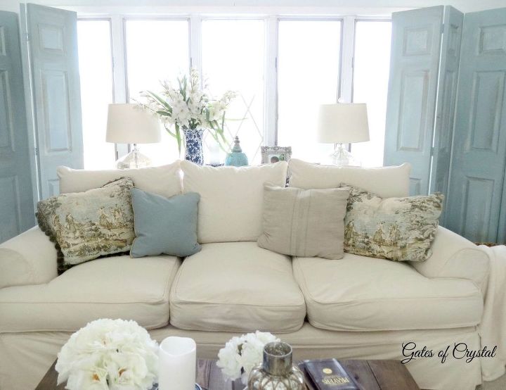 11 ways to make your beat up couch look brand new, Hide ugly wear and tear with a DIY slipcover