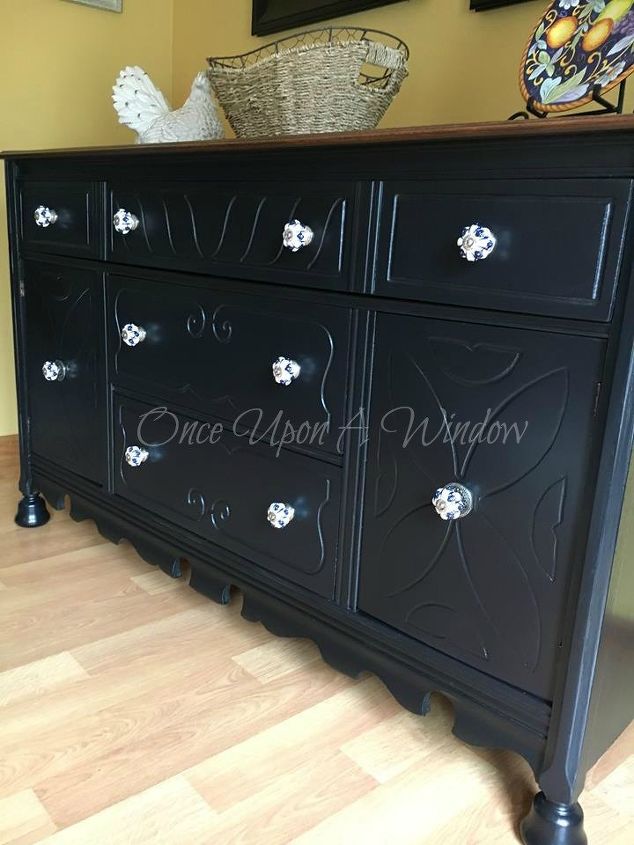 depression buffet makeover, decoupage, diy, home decor, painted furniture