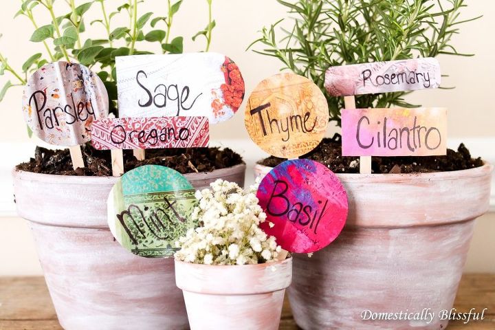 12 marcadores de plantas adorveis da sua gaveta de lixo, Marcadores de jardim de ervas reciclados da Anthropologie