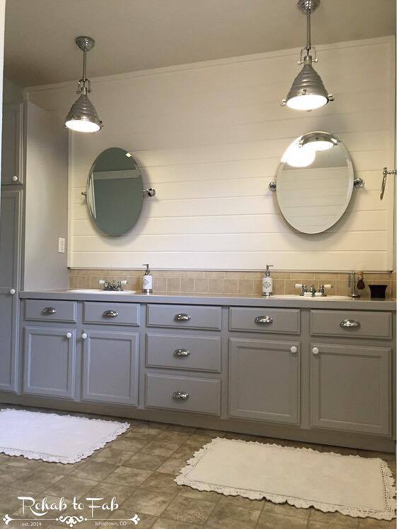 my master bath got a shiplap transformation , bathroom ideas, diy, painting, wall decor