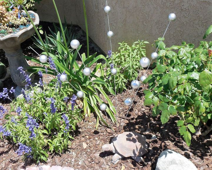 gazing ball stakes, crafts, gardening, how to