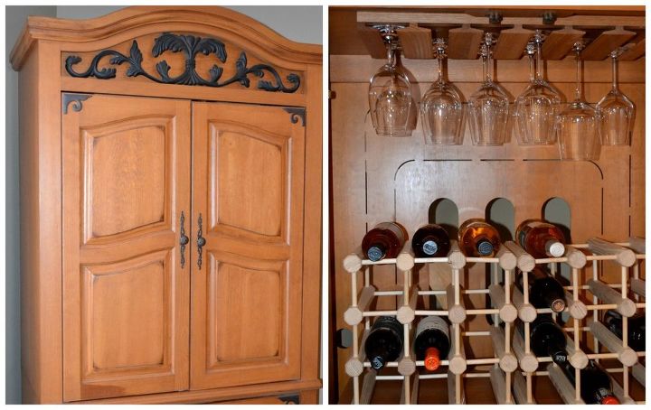 turn an old tv armoire into a wine cabinet, repurposing upcycling, storage ideas