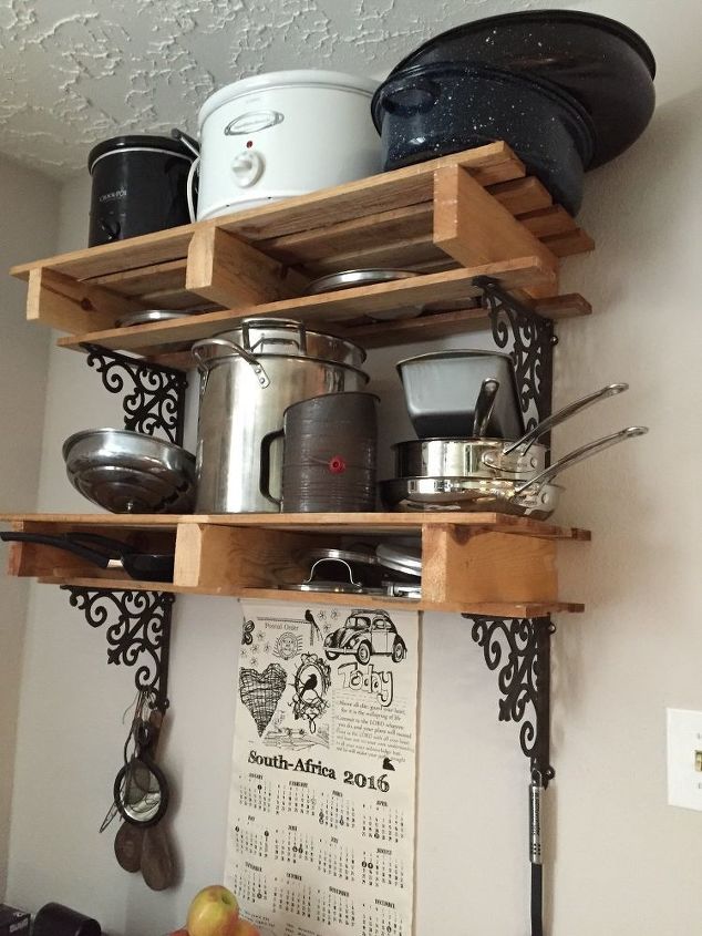 pallet pot rack, kitchen design, pallet, shelving ideas