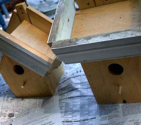 easy diy green roof birdhouses, container gardening, gardening, pets animals, Add molding pieces to the top sides