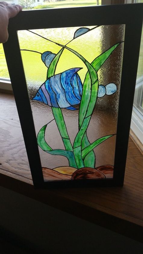 faux stained glass with unicorn spit and old picture frame, crafts, how to, repurposing upcycling, wall decor, Oh so pretty