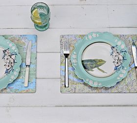 easy map table mats, crafts, decoupage, dining room ideas