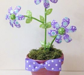 Recycle/Upcycle Water Bottle Ribbon Flowers