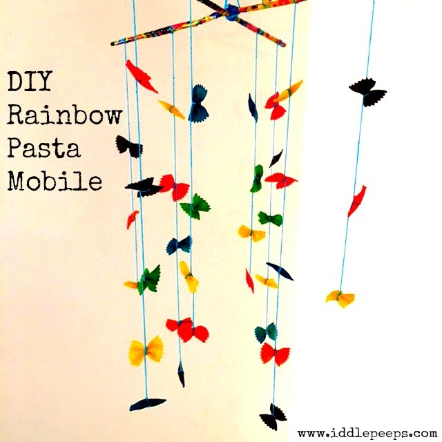 diy rainbow pasta mobile, crafts, how to