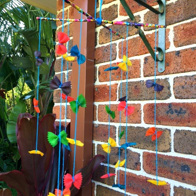 diy rainbow pasta mobile, crafts, how to
