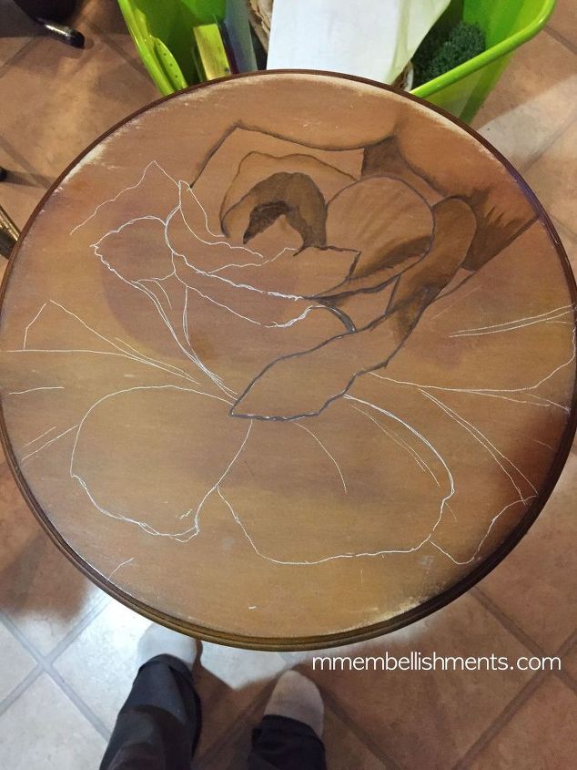 rose stain painted small accent table, painted furniture