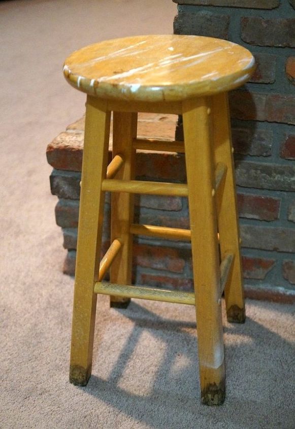 diy old stool maker over creating a place for dad s coffee, chalk paint, how to, painted furniture