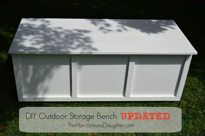 outdoor storage bench take two , outdoor furniture, painted furniture, storage ideas, woodworking projects
