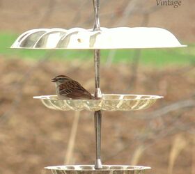 repurposed tiered stand bird feeder, animals, crafts, gardening, how to, outdoor furniture, pets animals, repurposing upcycling