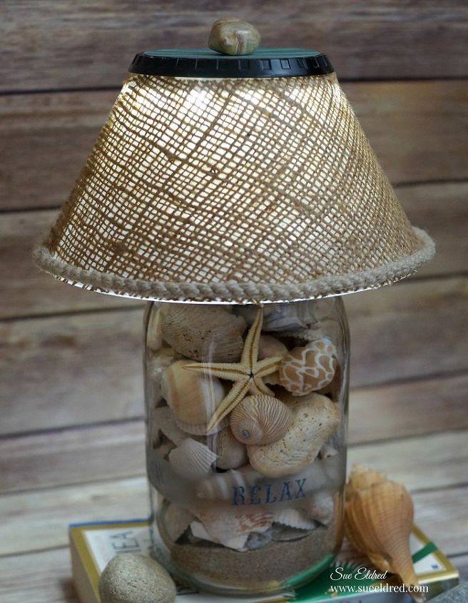 diy seashell lamp, crafts, lighting, seasonal holiday decor