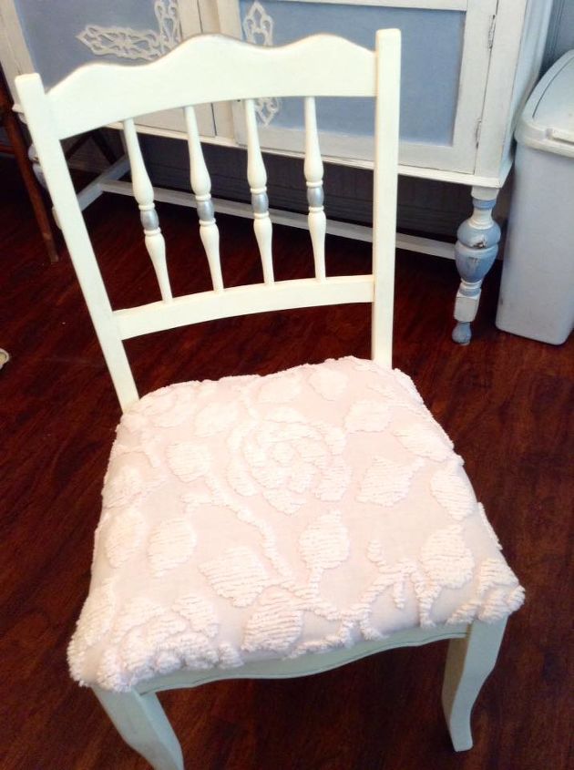 french provincial vanity chair re do, bedroom ideas, chalk paint, painted furniture, reupholster