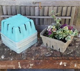 concrete dipped berry box planters , concrete masonry, container gardening, crafts, diy, gardening, how to, repurposing upcycling