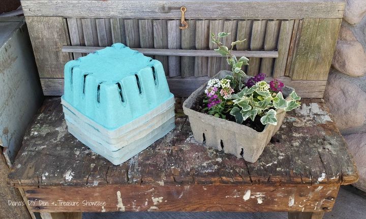 concrete dipped berry box planters , concrete masonry, container gardening, crafts, diy, gardening, how to, repurposing upcycling