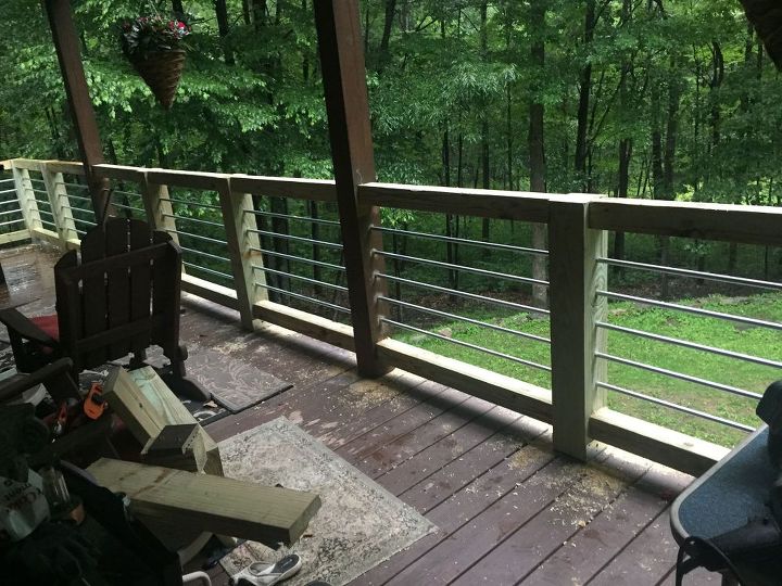 new hand rail for our deck made out of conduit
