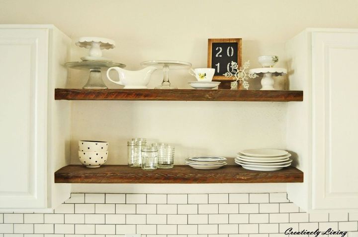 rustic open shelving for free my how to , kitchen design, rustic furniture, shelving ideas