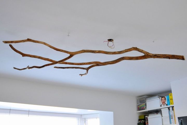 diy tree branch chandelier, lighting, repurposing upcycling