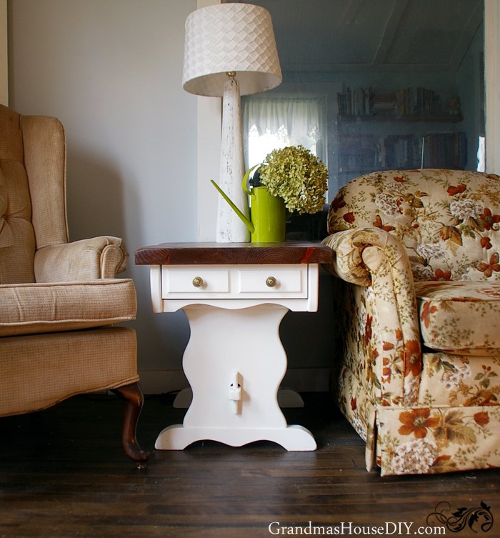 two end tables get a sweet country makeover before and after, living room ideas, painted furniture, rustic furniture