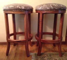 yard sale pub table and stools makeover, outdoor furniture, painted furniture, reupholster