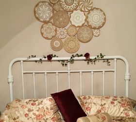crochet vintage doilies on embroidery hoops wall collage, bedroom ideas, crafts, repurposing upcycling, wall decor