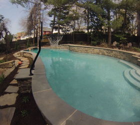 natural stone poolside patio outdoor living area gopro edition , concrete masonry, outdoor living, pool designs