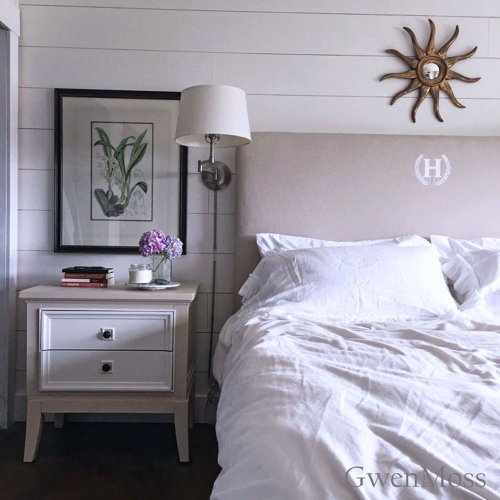 how i made my upholstered monogrammed headboard, bedroom ideas, how to, painted furniture, wall decor, The new headboard is finally finished