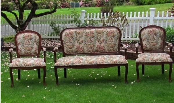 from granny s to statement piece bergere chairs makeover, painted furniture, reupholster