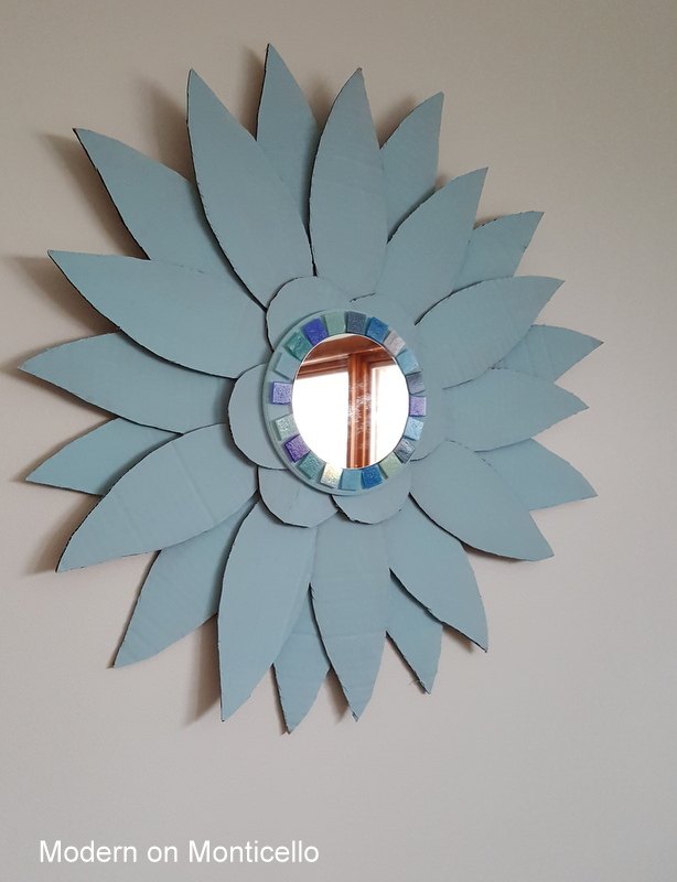 s 15 brilliant ways to reuse your empty cardboard boxes, home decor, repurposing upcycling, Craft a Huge Floral Mirror