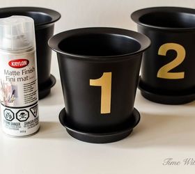 easily turn basic plant pots into stunning house number flower pots, container gardening, crafts, curb appeal, gardening