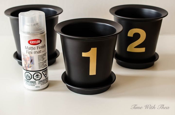 easily turn basic plant pots into stunning house number flower pots, container gardening, crafts, curb appeal, gardening