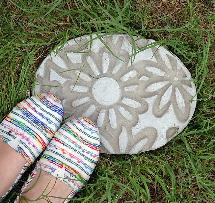 diy embossed stepping stones, concrete masonry, gardening, outdoor living