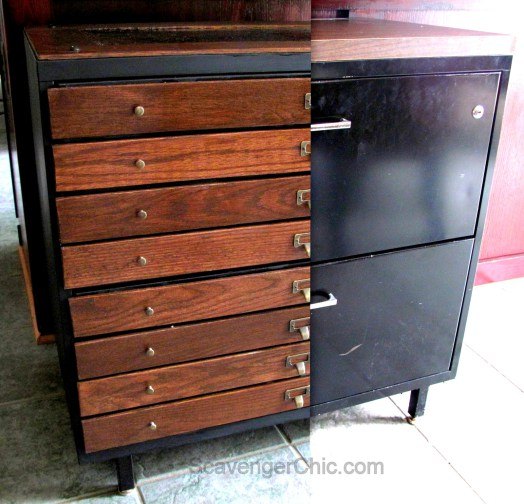 old metal file cabinet gets a architectural style makeover, diy, how to, painted furniture, woodworking projects